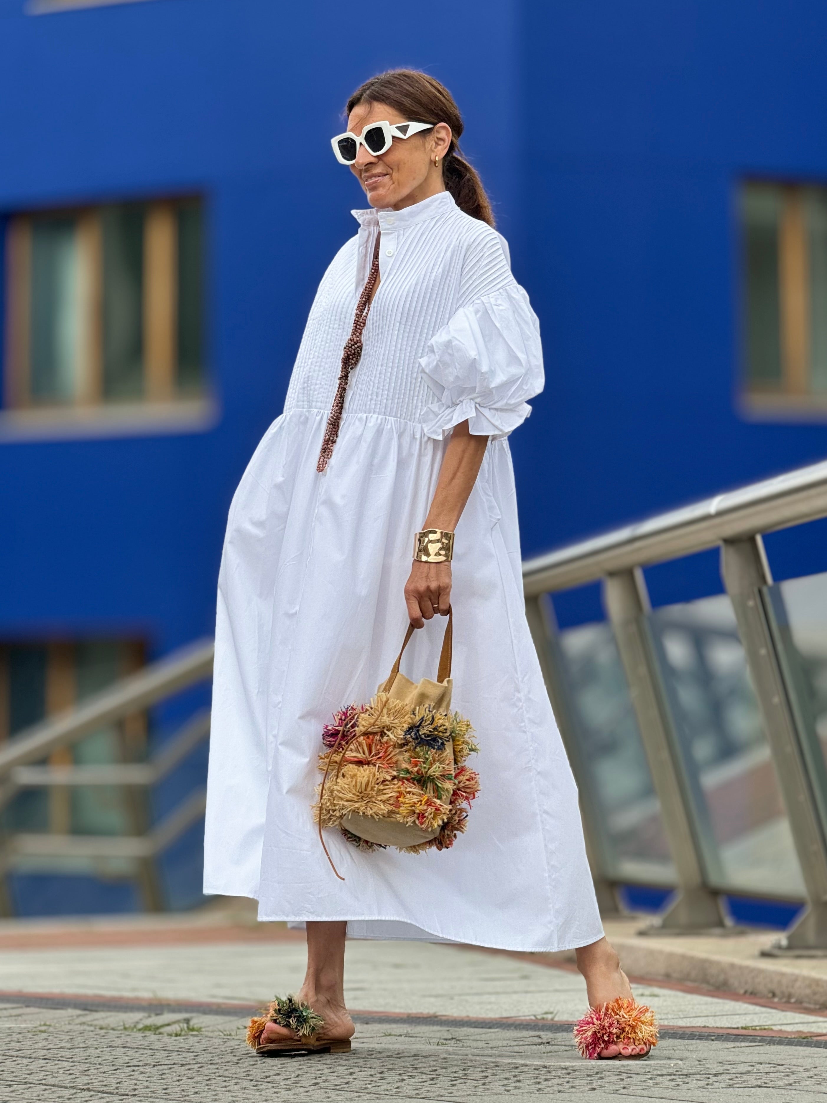 Jurk Phoebe wit – Stijlvolle Maxi Jurk van 100% Egyptisch Katoen