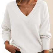 Dames Trui met V-Hals – Elegante Gebreide Trui voor Herfst en Winter