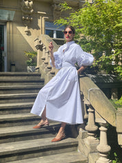 Jurk Phoebe wit – Stijlvolle Maxi Jurk van 100% Egyptisch Katoen