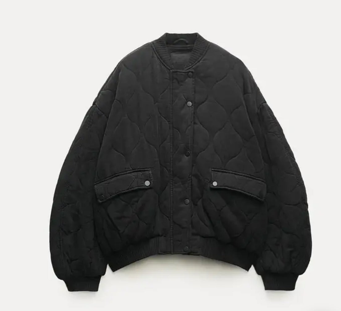 Gewatteerde bomber winterjas dames – oversized quilted jas met casual look