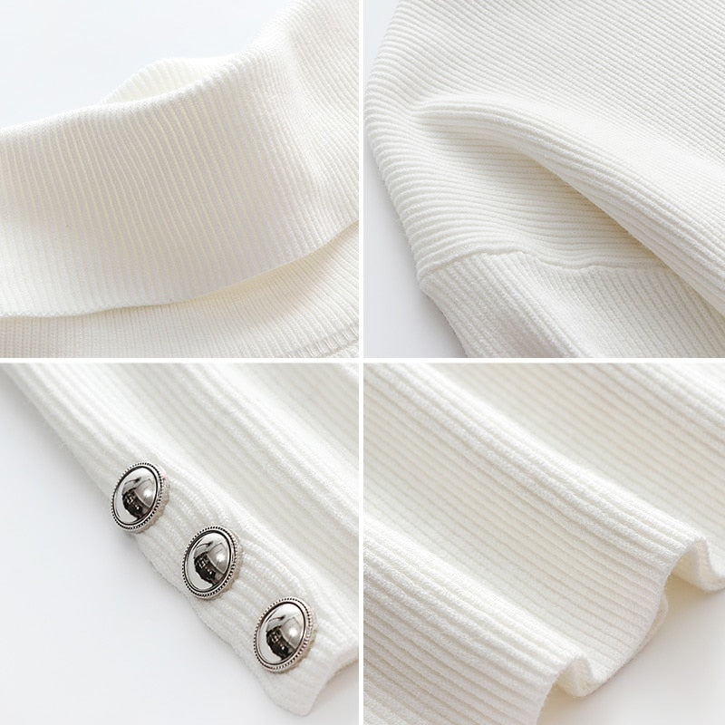 Joanna Turtleneck Damestrui – Warme Coltrui met Zilverkleurige Knopen