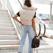 Kayla Korte Bodywarmer – Dubbelzijdige Dames Bodywarmer met Hoge Kraag