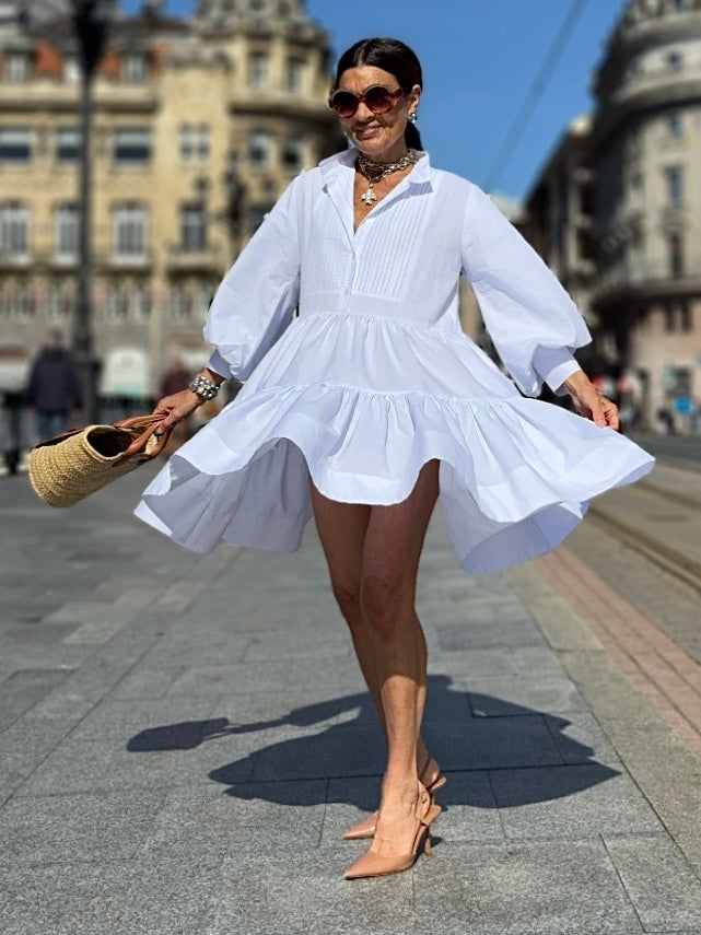 Jurk Cecilia wit – Elegante Korte Jurk van 100% Egyptisch Katoen