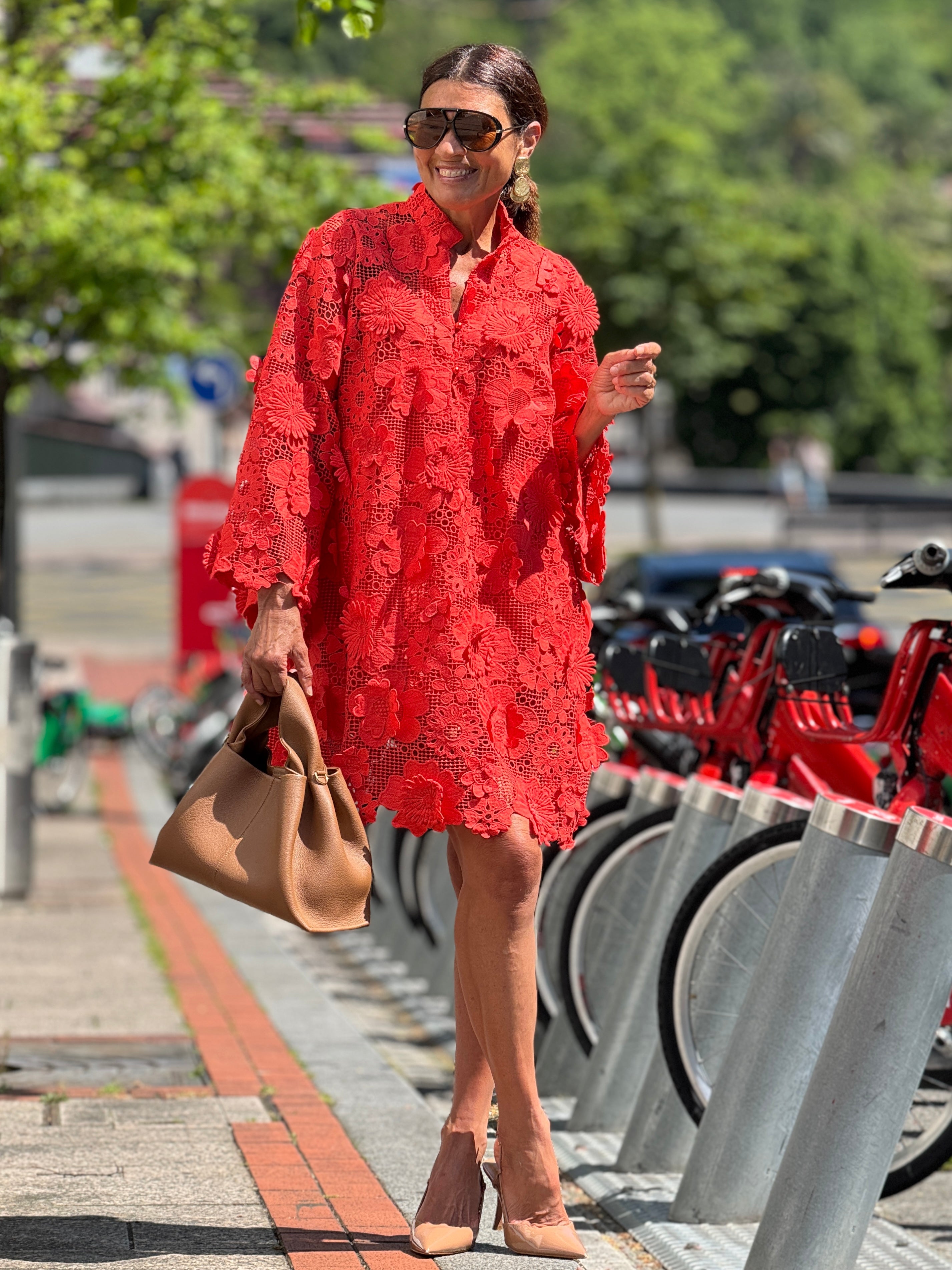 Jurk Florence Lace rood – Elegante Kanten Damesjurk met Onderdress