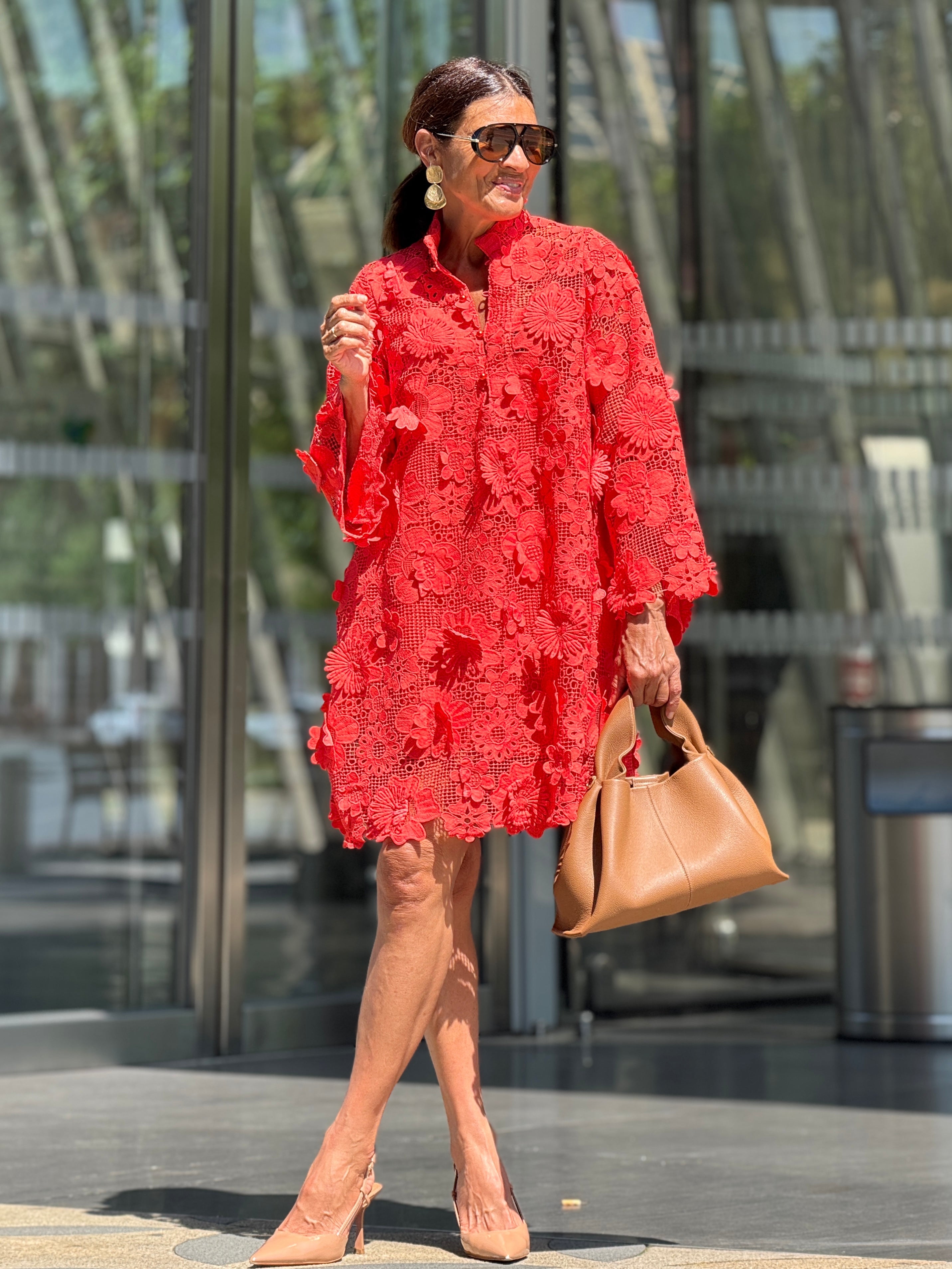 Jurk Florence Lace rood – Elegante Kanten Damesjurk met Onderdress