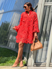 Jurk Florence Lace rood – Elegante Kanten Damesjurk met Onderdress