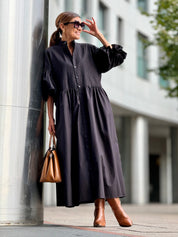 Jurk Phoebe Zwart – Stijlvolle Maxi Jurk van 100% Egyptisch Katoen