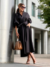 Jurk Phoebe Zwart – Stijlvolle Maxi Jurk van 100% Egyptisch Katoen