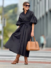 Jurk Phoebe Zwart – Stijlvolle Maxi Jurk van 100% Egyptisch Katoen