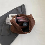 Elisa schoudertas dames – elegante suède tas in roestbruin
