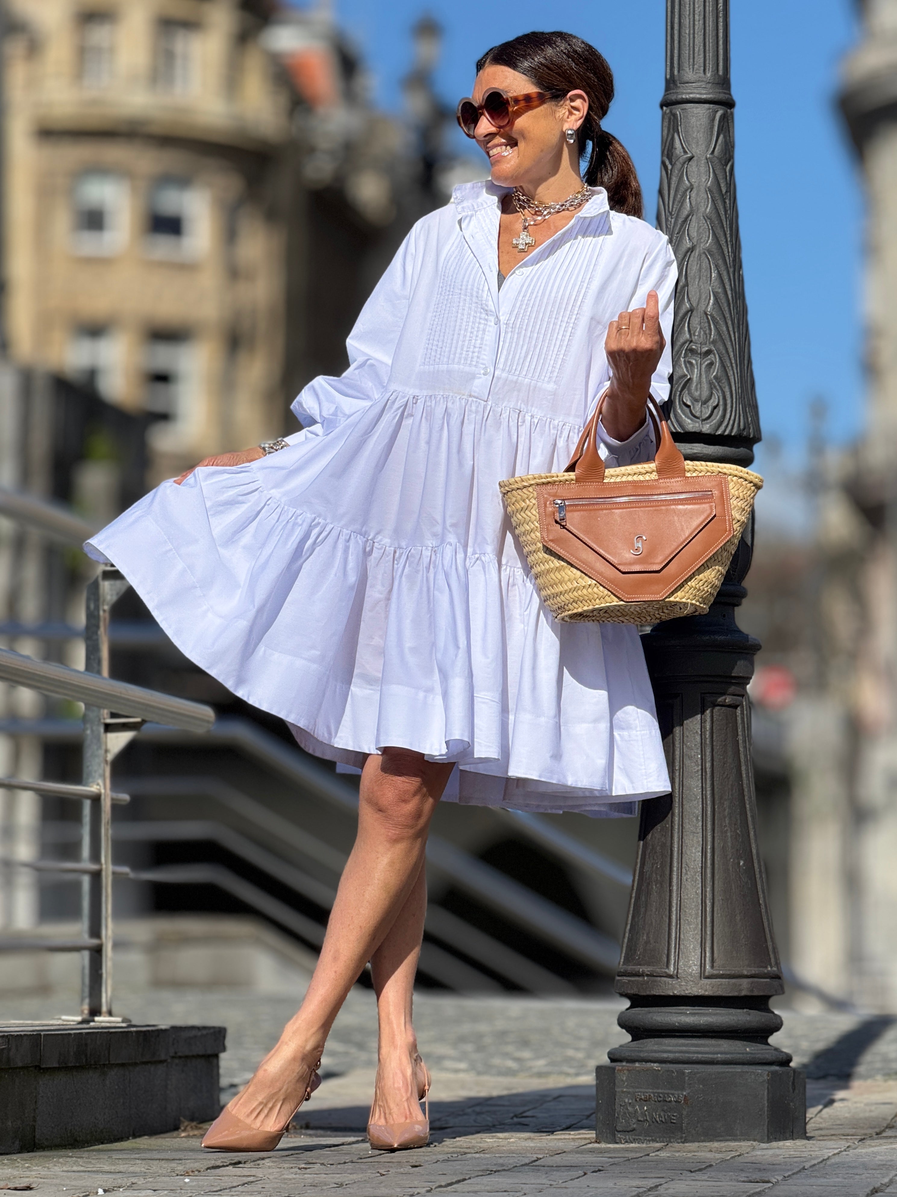 Jurk Cecilia wit – Elegante Korte Jurk van 100% Egyptisch Katoen