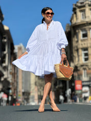 Jurk Cecilia wit – Elegante Korte Jurk van 100% Egyptisch Katoen