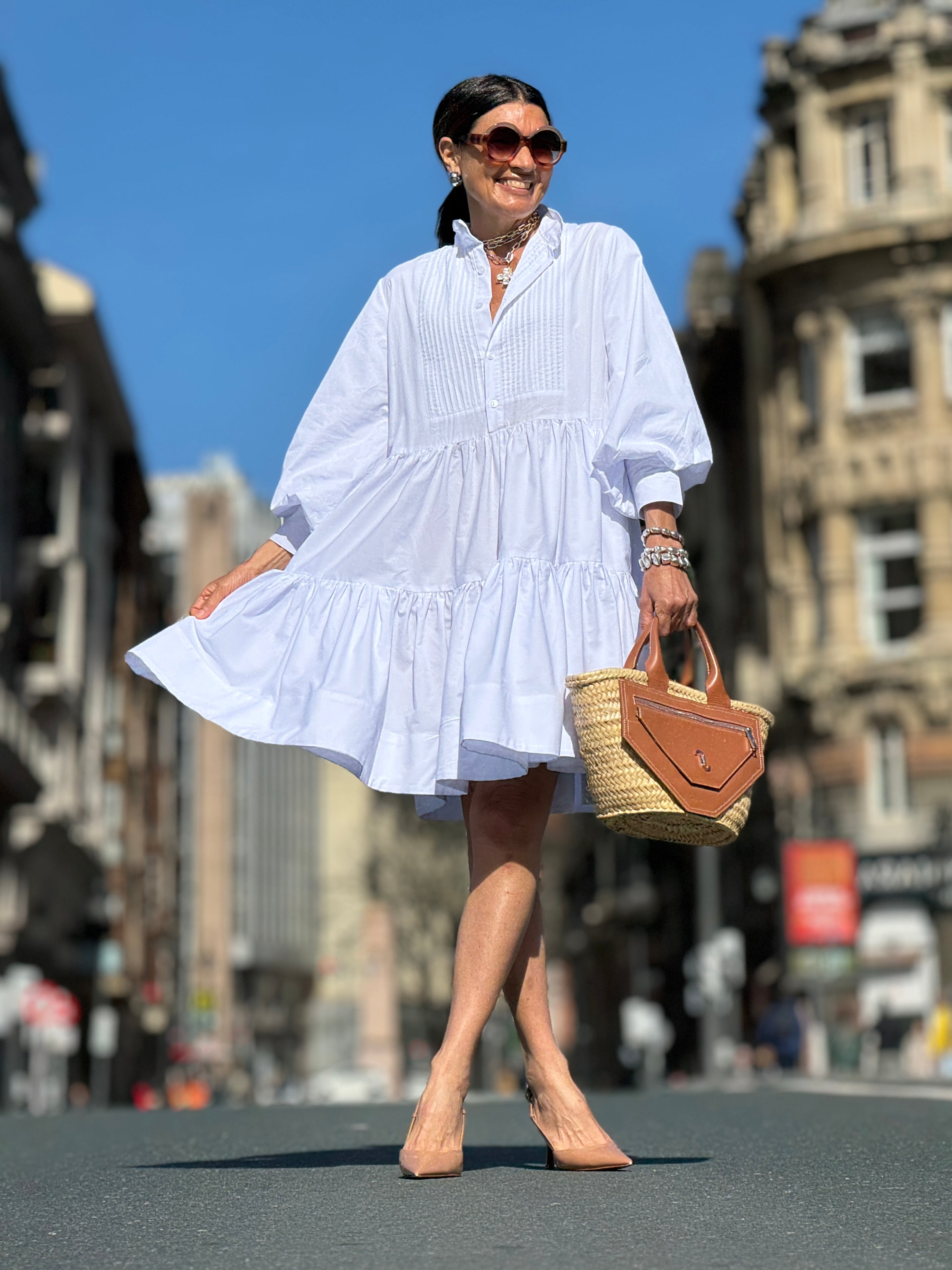 Jurk Cecilia wit – Elegante Korte Jurk van 100% Egyptisch Katoen