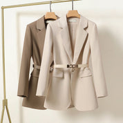 Lange dames blazer – stijlvolle blazer met ceintuur voor elegantie & comfort