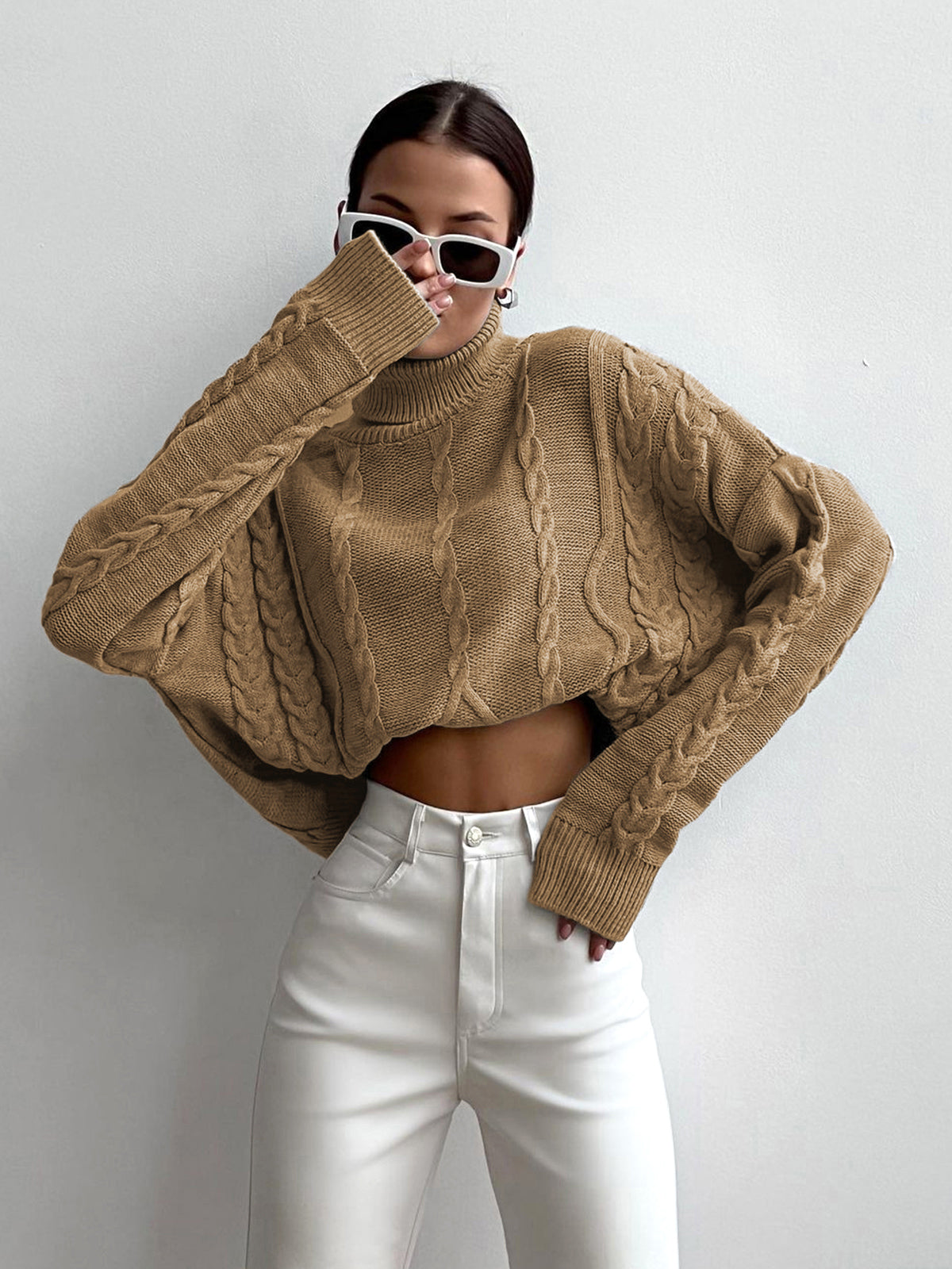 Nima dames trui – oversized gebreide turtleneck trui in tijdloos design