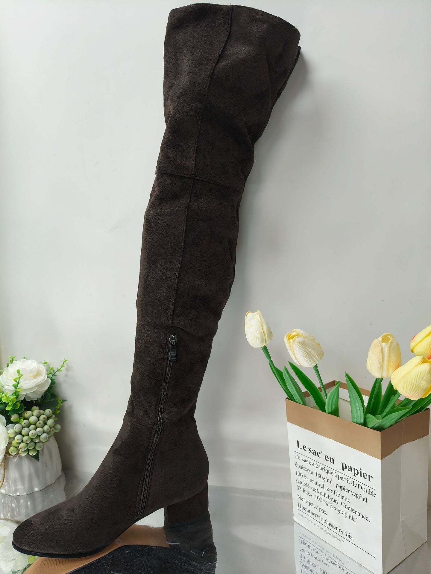 Overknee suède laarzen dames – elegante hoge laarzen met blokhak en comfortabele pasvorm