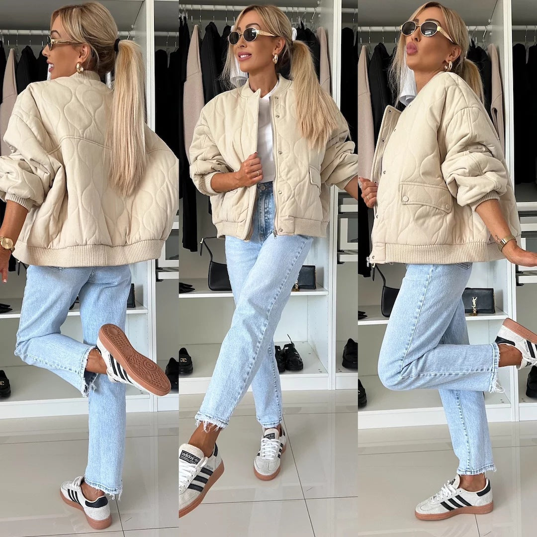 Gewatteerde bomber winterjas dames – oversized quilted jas met casual look