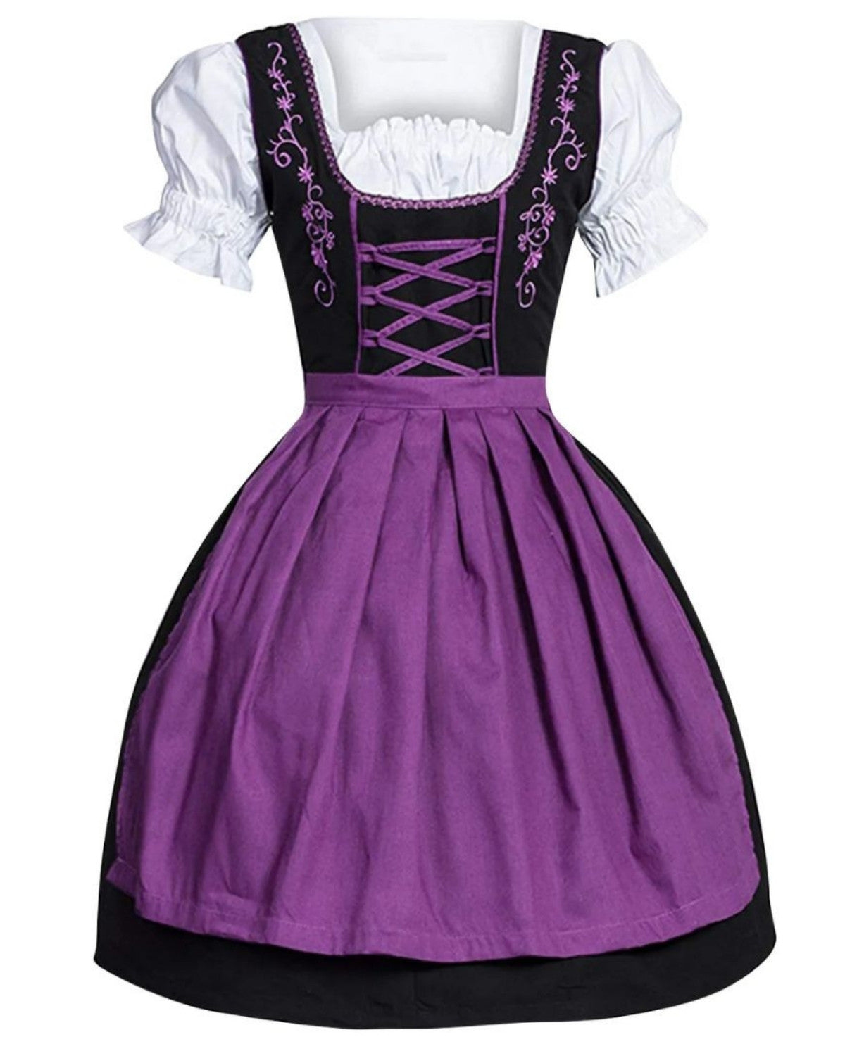 Oktoberfest Dirndl Jurk met Borduurwerk en Schort – Dames