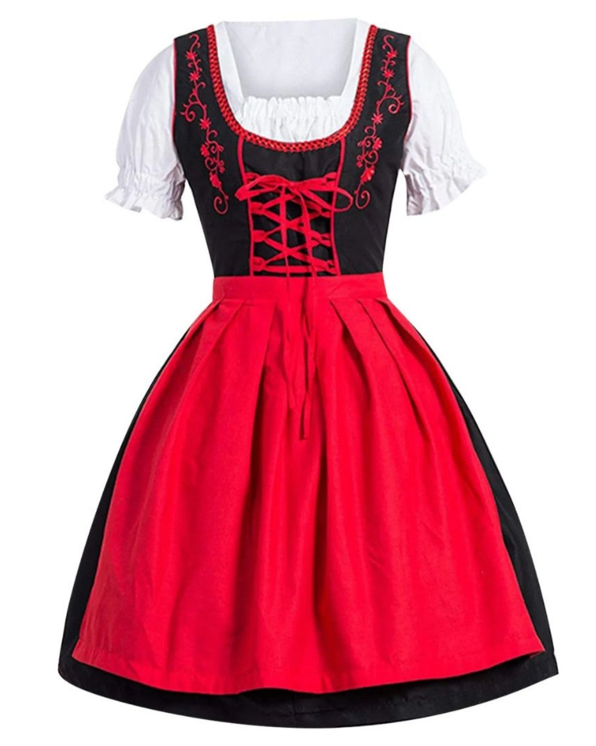 Oktoberfest Dirndl Jurk met Borduurwerk en Schort – Dames