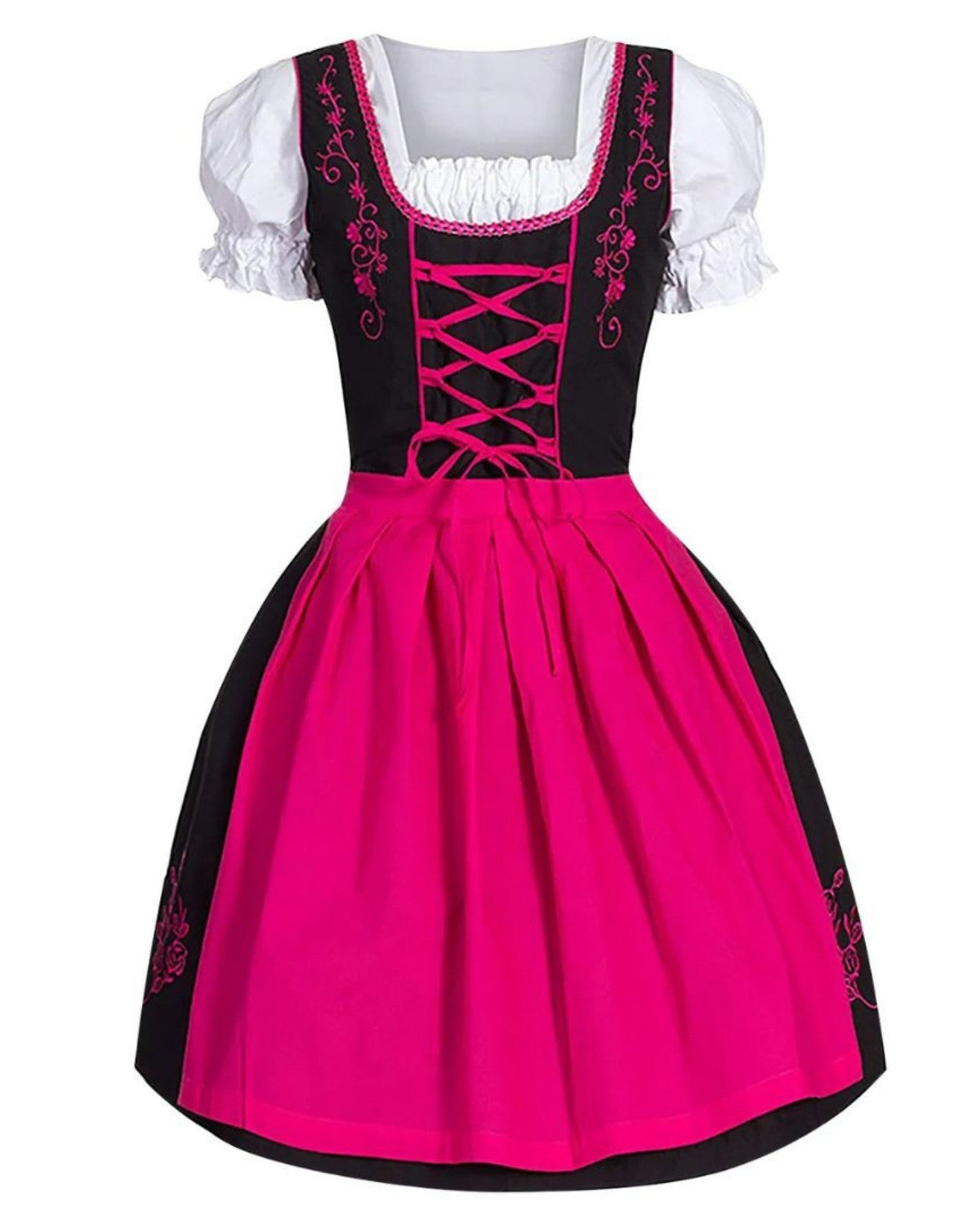 Oktoberfest Dirndl Jurk met Borduurwerk en Schort – Dames
