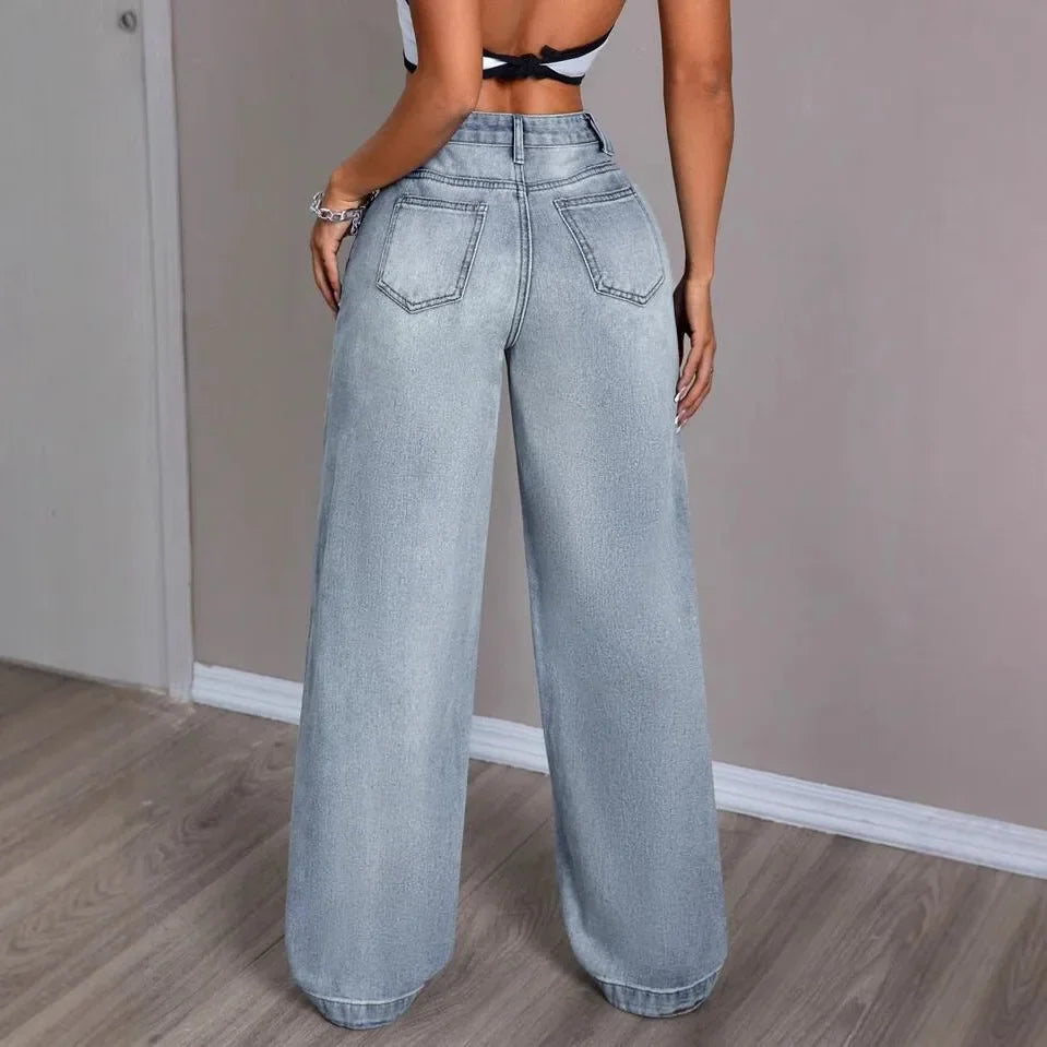High waist wide leg jeans dames – trendy wijde spijkerbroek met hoge taille