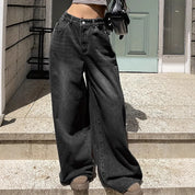 High waist wide leg jeans dames – trendy spijkerbroek in zwart & blauw