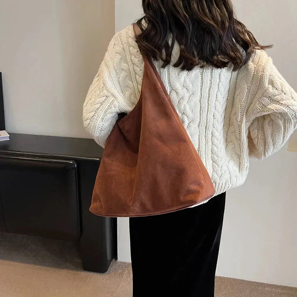 Elisa schoudertas dames – elegante suède tas in roestbruin