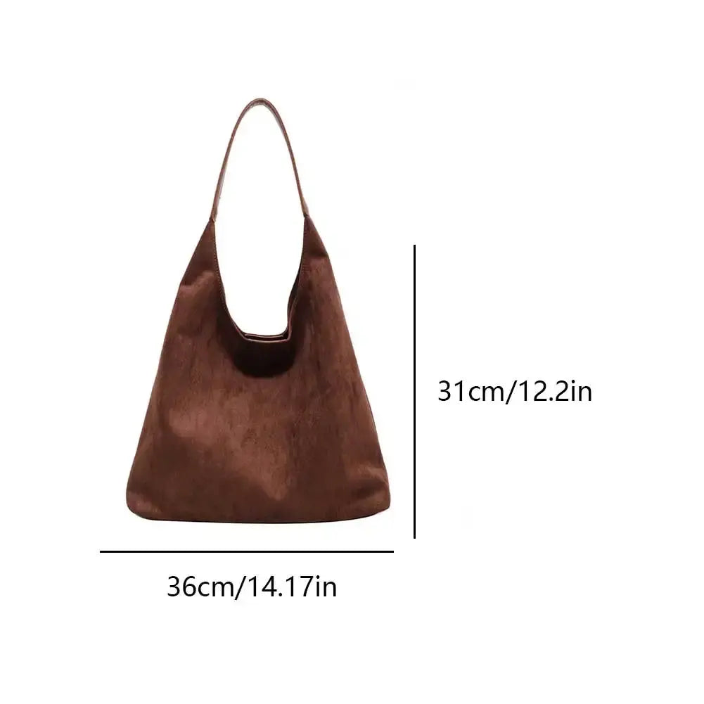 Elisa schoudertas dames – elegante suède tas in roestbruin