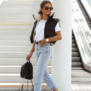 Kayla Korte Bodywarmer – Dubbelzijdige Dames Bodywarmer met Hoge Kraag