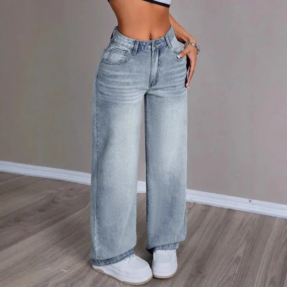 High waist wide leg jeans dames – trendy wijde spijkerbroek met hoge taille