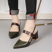 Orthopedische dames hakken – stijlvolle slingbacks met blokhak en spitse neus