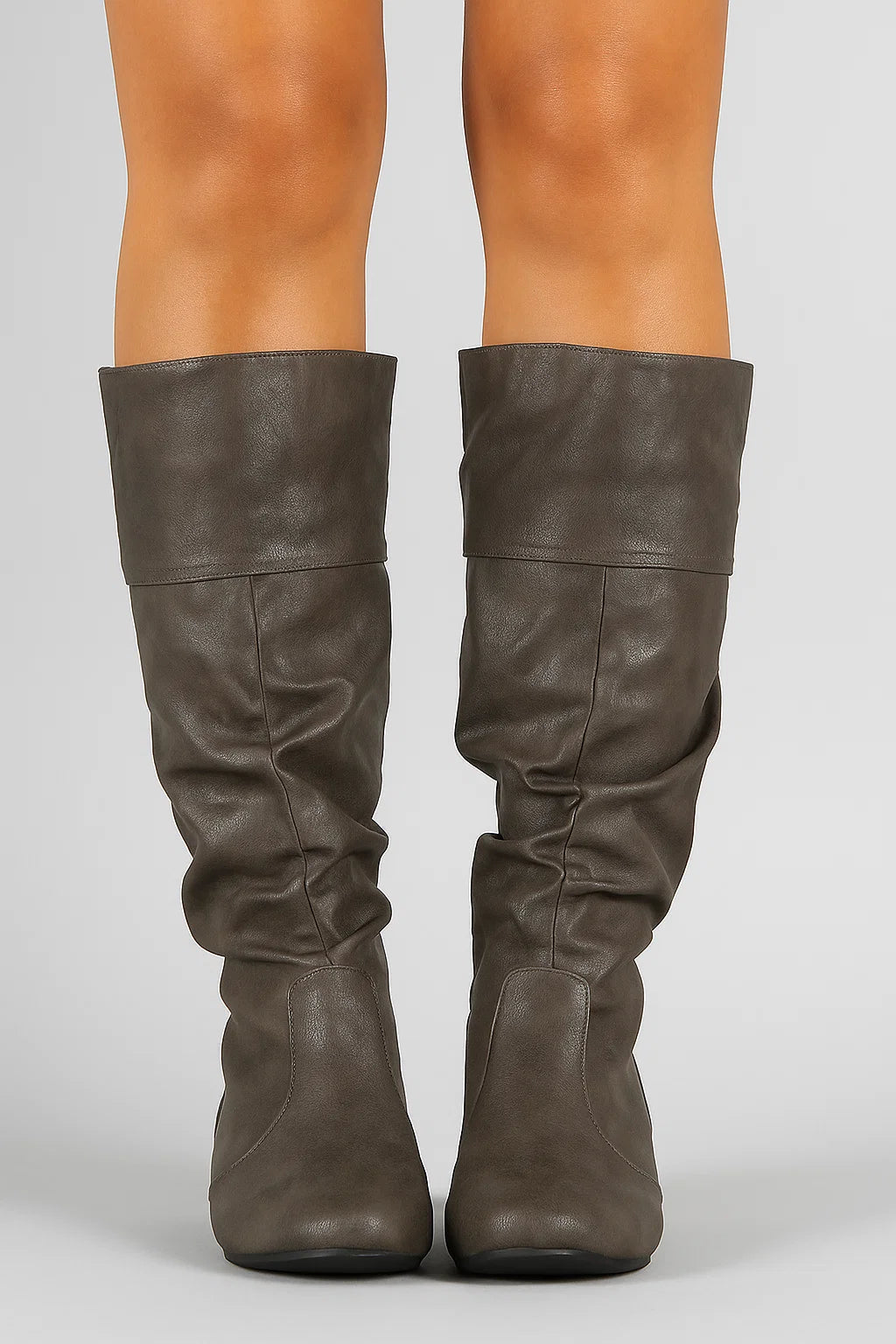 Kniehoge Laarzen Dames – Synthetisch Leren Slouchy Laarzen met Lage Hak | Zara Model