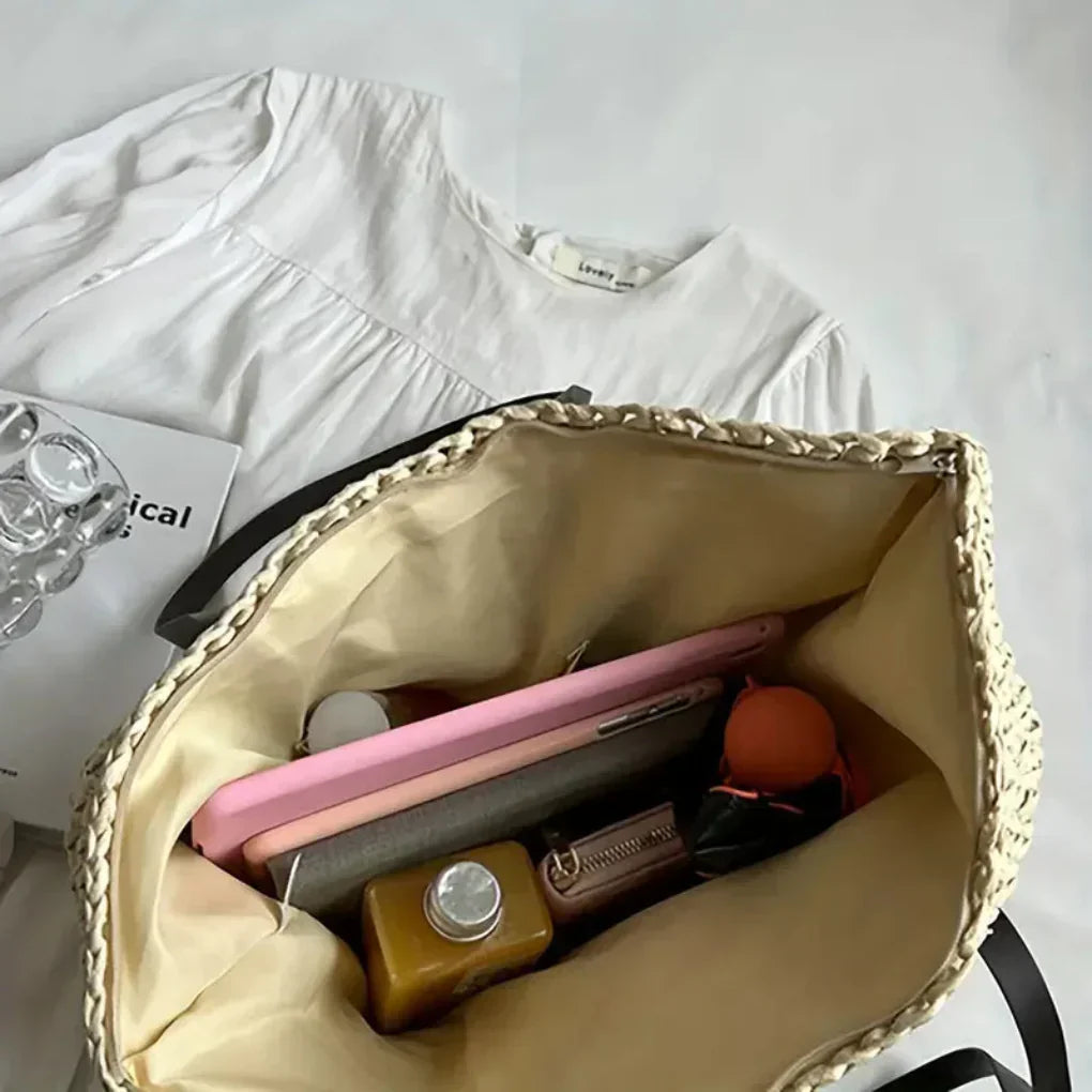 Geweven damestas – ruime schoudertas met structuur en stijlvolle details