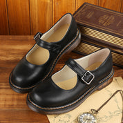 Dames Mary Jane flats bruin – retro schoenen met ronde neus en gesp