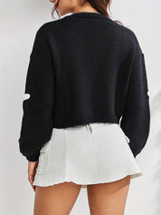 Halloween Vest Dames – Gebreid V-Hals Vest met Geborduurde Motieven