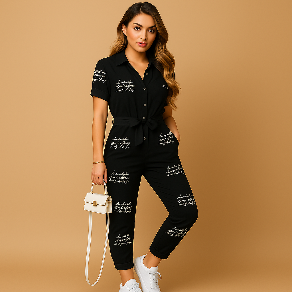 Getailleerde dames jumpsuit met knoopsluiting – flatterende one-piece voor werk of avond