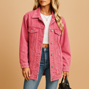 Lieke Denim Winterjas Dames – Warme Spijkerjas met Knoopsluiting & Trendy Pasvorm