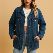 Lieke Denim Winterjas Dames – Warme Spijkerjas met Knoopsluiting & Trendy Pasvorm