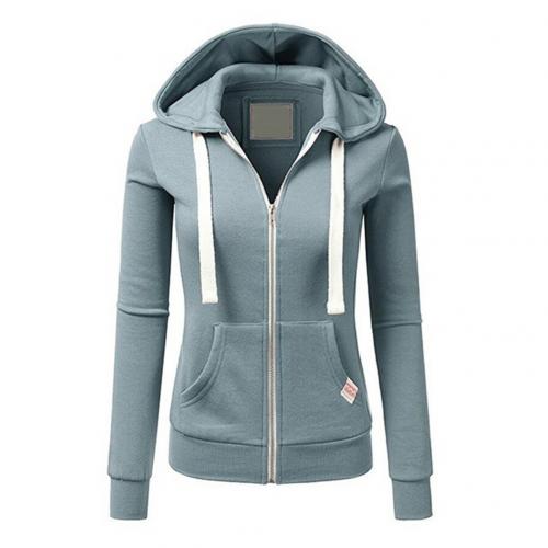 Getailleerde dames hoodie – zip-up trui met rits en kangoeroezak