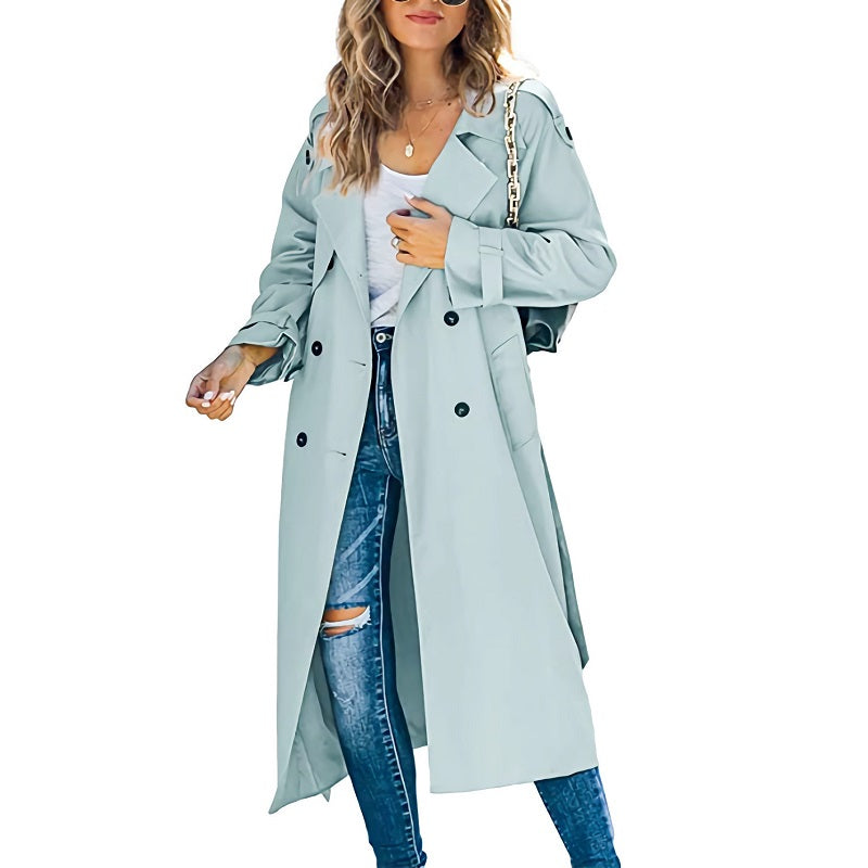 Lange dames trenchcoat | Getailleerde trenchcoat met tijdloos design | Lichtgewicht jas