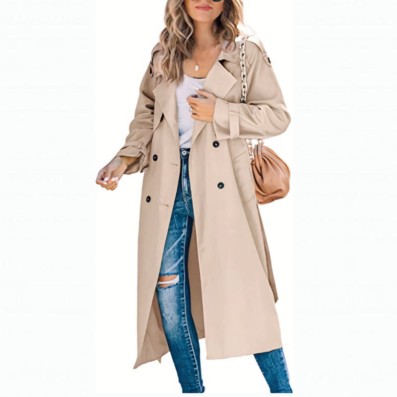Lange dames trenchcoat | Getailleerde trenchcoat met tijdloos design | Lichtgewicht jas