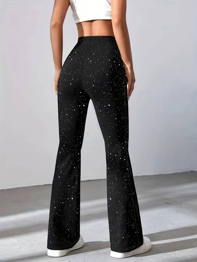 Glitter flared broek dames – glamoureuze pantalon met elegante pasvorm