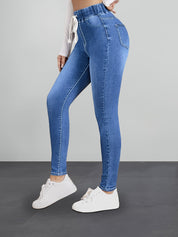 Jegging – Slim Fit Stretchbroek met Elastische Taille en Denim Look jeans