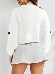 Halloween Vest Dames – Gebreid V-Hals Vest met Geborduurde Motieven