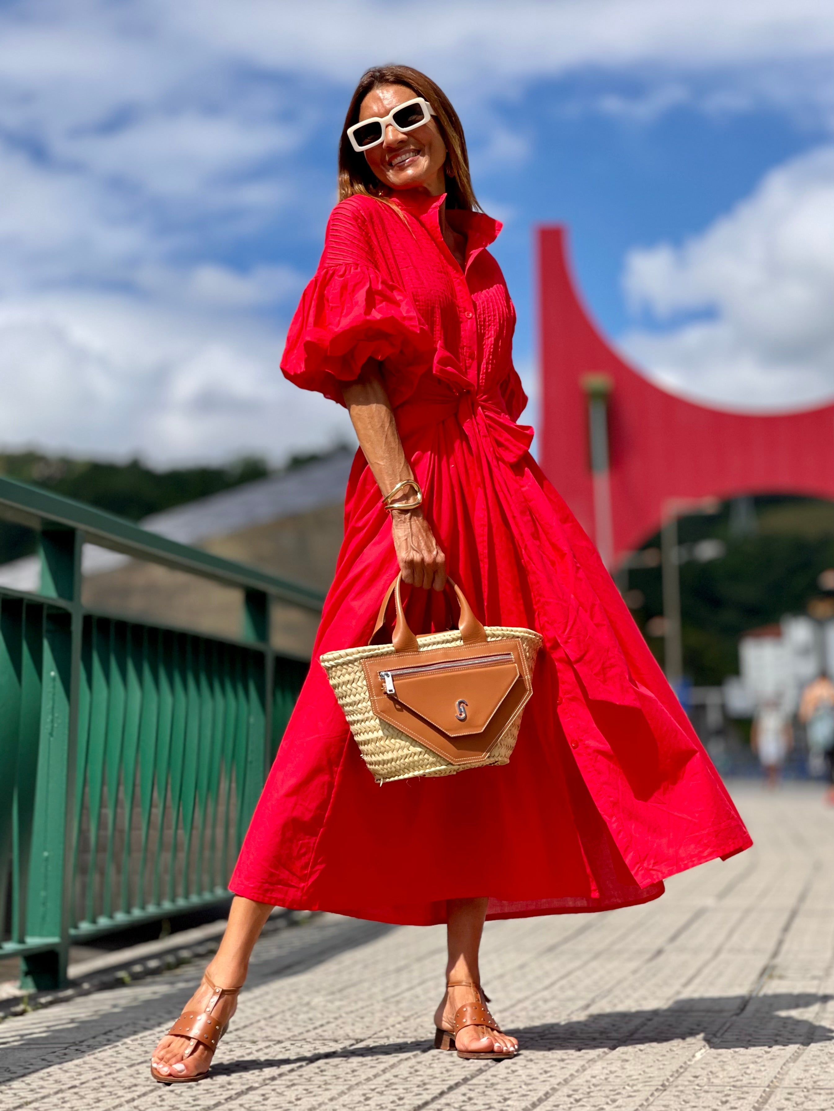 Jurk Phoebe rood – Stijlvolle Maxi Jurk van 100% Egyptisch Katoen