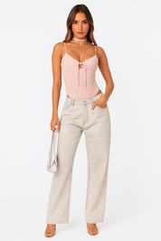 HESTER dames jeans – relaxed fit denim met geborduurde details