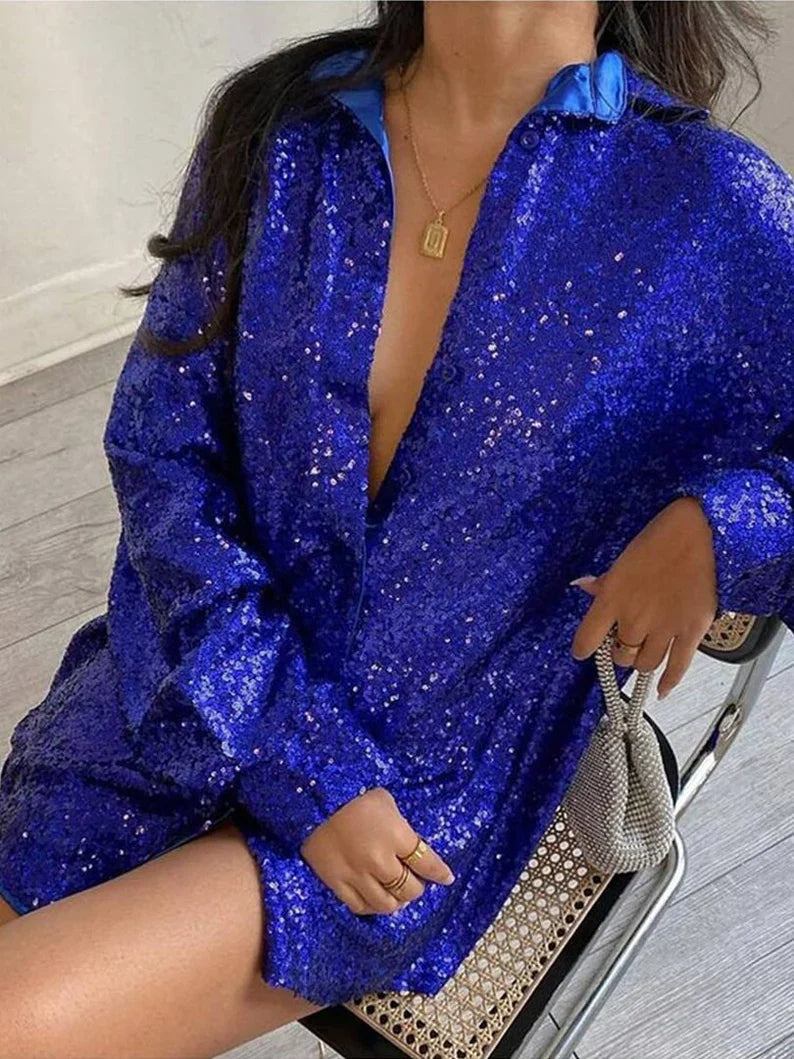 GlitteryDress oversized blouse dames – trendy glanslook & comfortabel