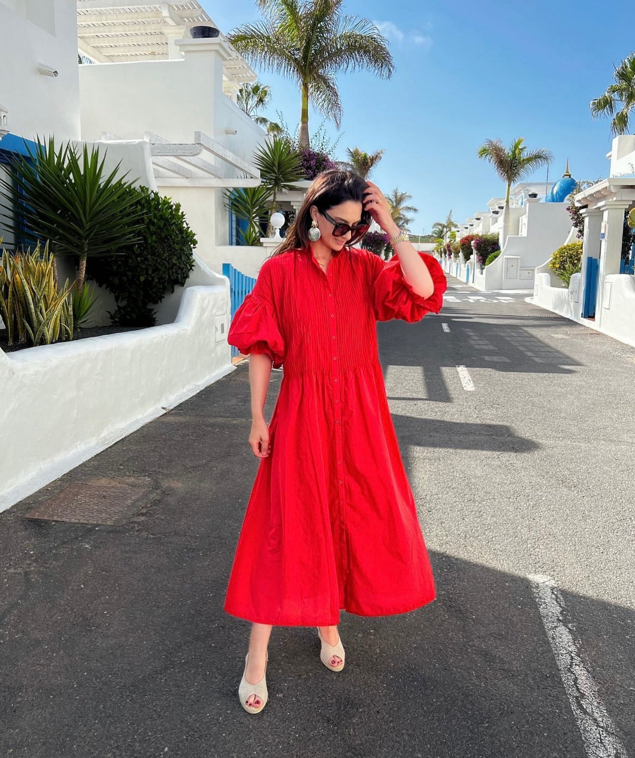 Jurk Phoebe rood – Stijlvolle Maxi Jurk van 100% Egyptisch Katoen