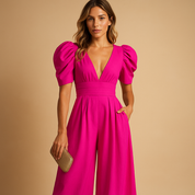Isabelle dames jumpsuit – lange elegante jumpsuit met getailleerde pasvorm