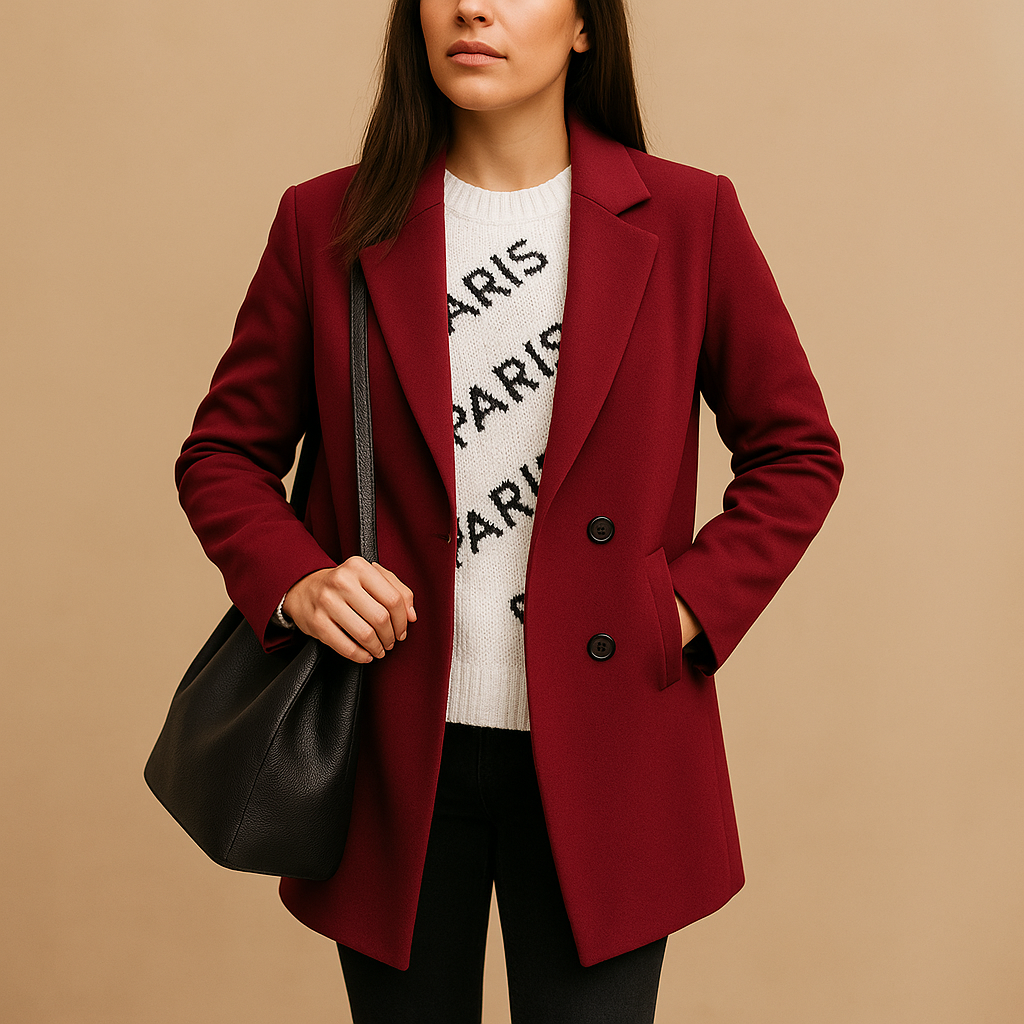 Lange winterjas dames – Marieke elegante jas in antraciet, blauw & camel